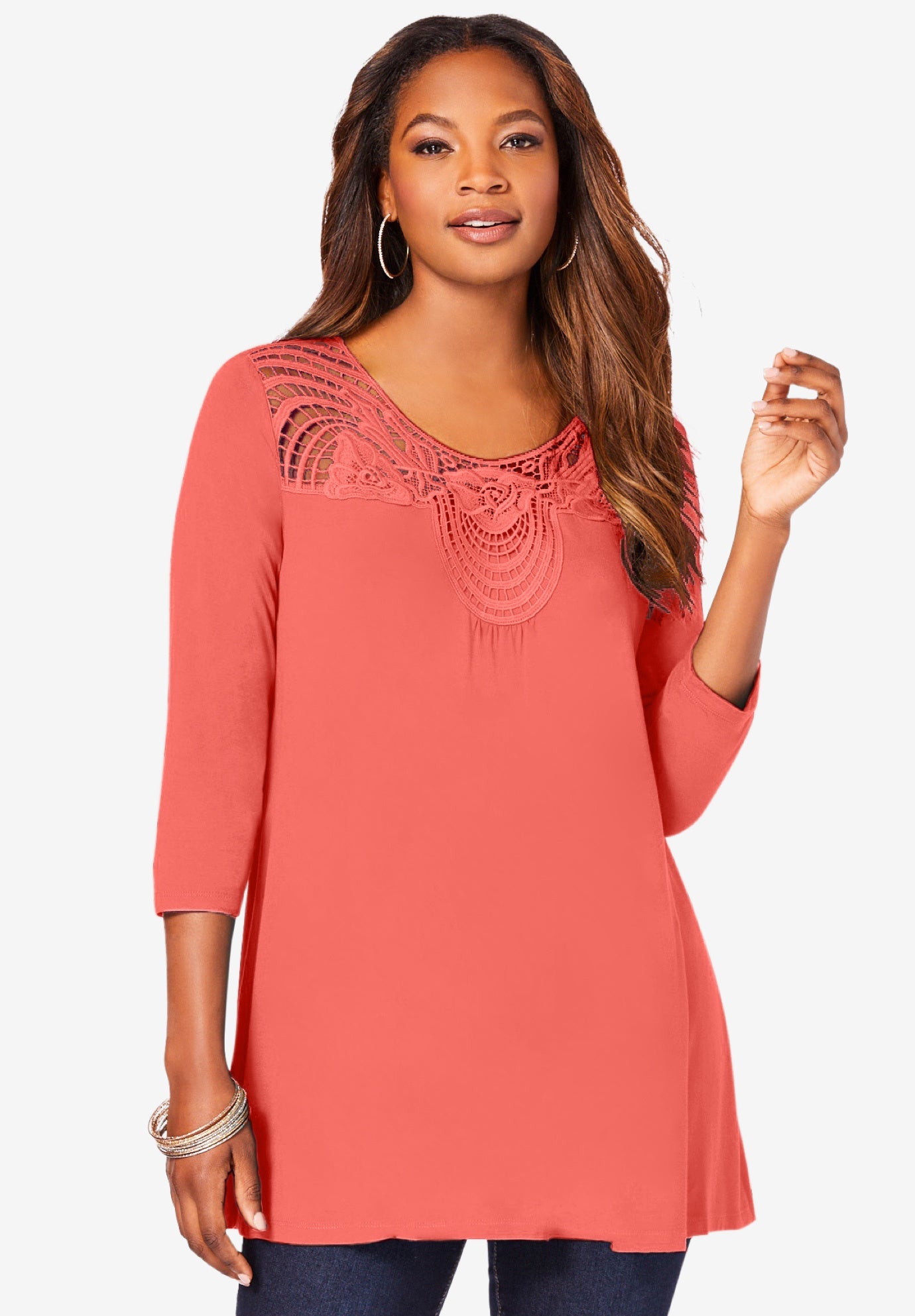 Lace Embellished Swing Ultra Femme Top image number 0