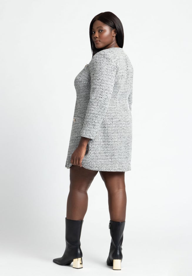 Tweed Long Sleeve Mini Dress image number null