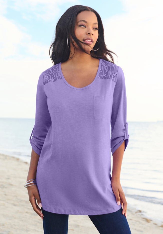 Textured Lace Trimmed Tunic image number 0