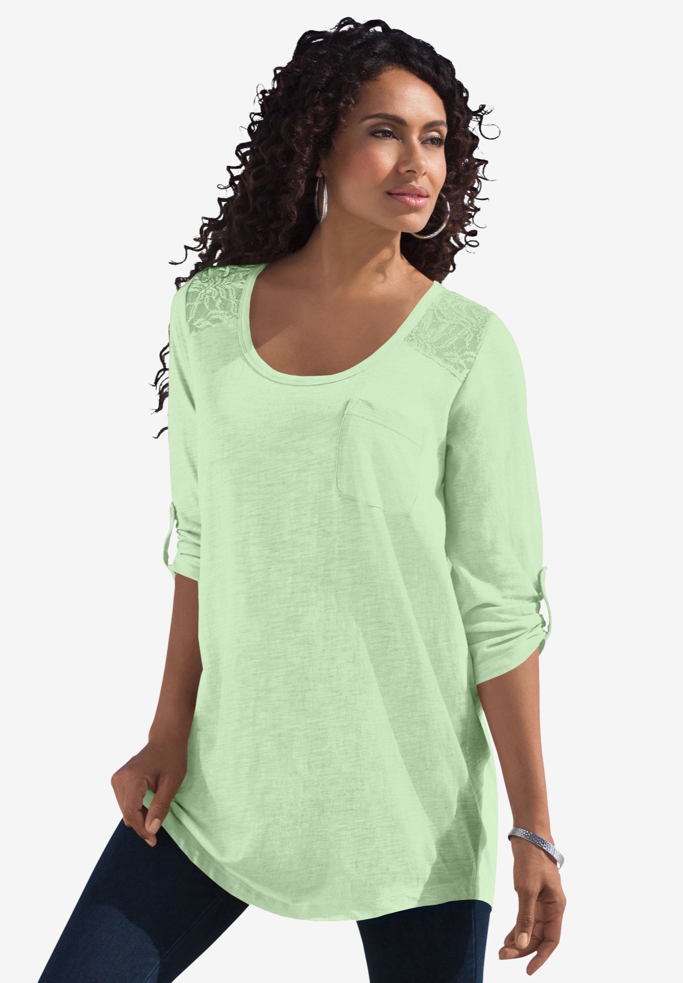 Textured Lace Trimmed Tunic image number 0