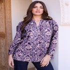 Buttoned V-Neck Blouse image number null