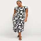 Ruched A-Line Knit Midi Dress image number 0