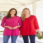 Perfect Three-Quarter Sleeve V-Neck Tee image number null