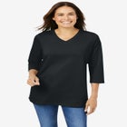 Perfect Three-Quarter Sleeve V-Neck Tee image number null