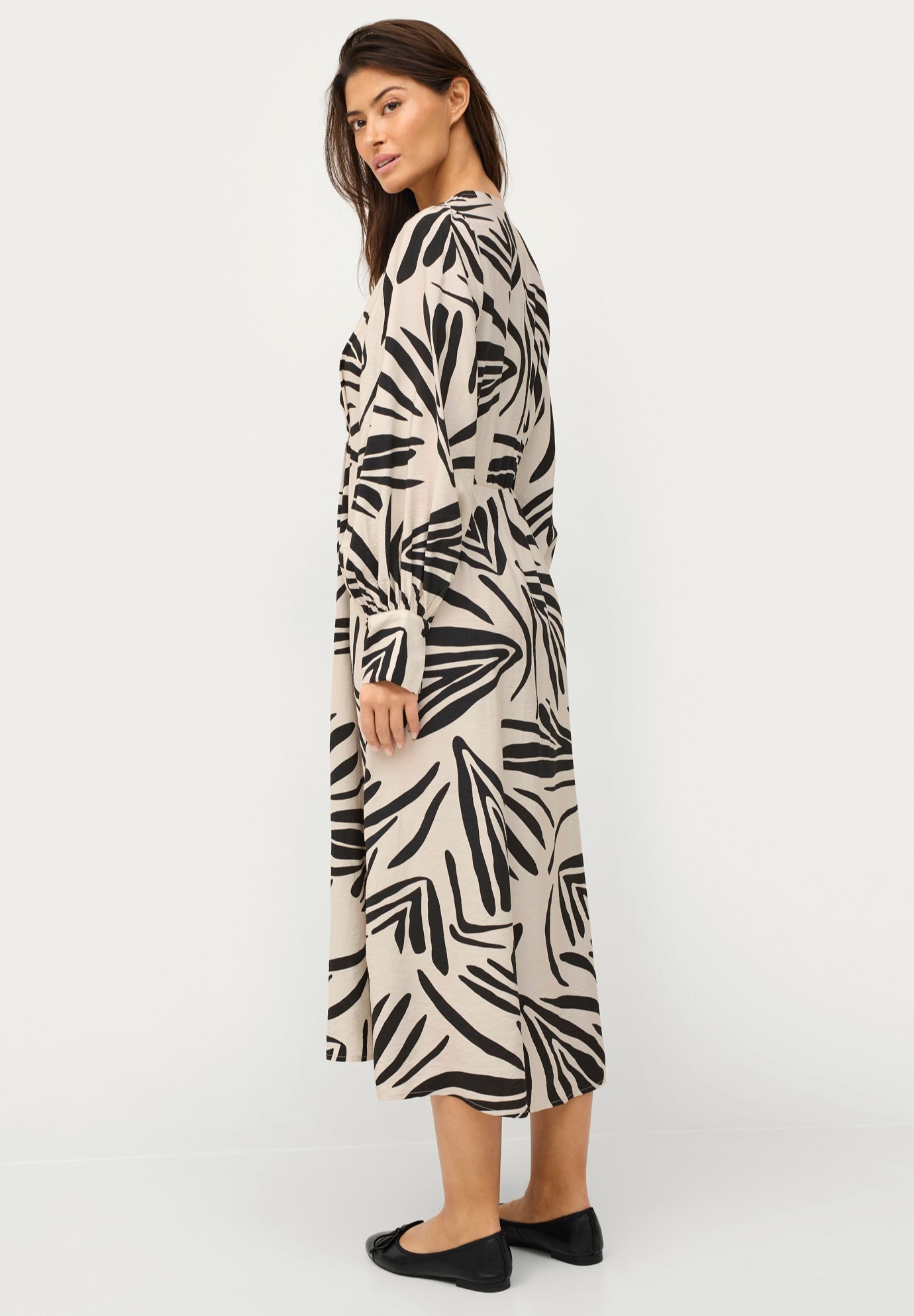 Long Sleeve Surplice Dress with Side Slit image number 1