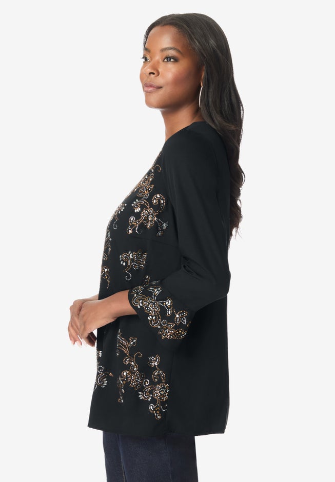 Sequin Floral Shirt image number null