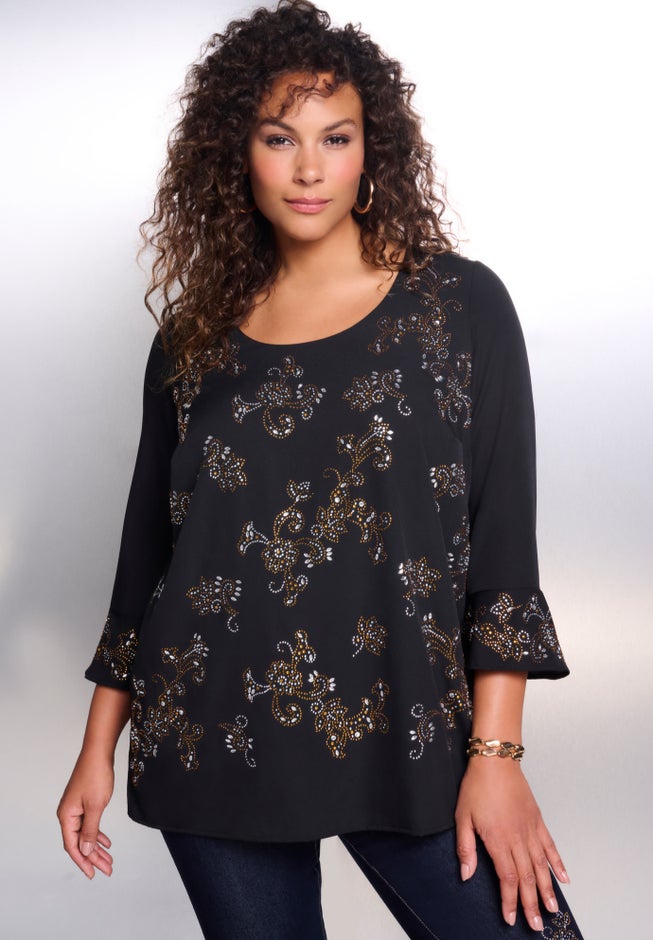 Sequin Floral Shirt image number null