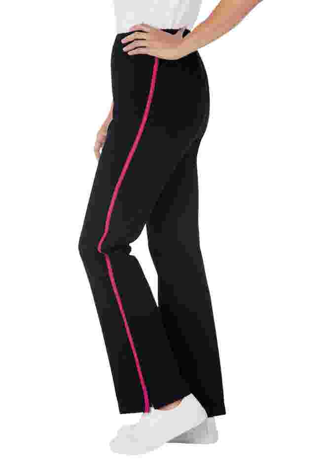 Womens Plus-Size Stretch-Cotton Knit Pull-On Bootcut Side-Stripe Leggings image number 3
