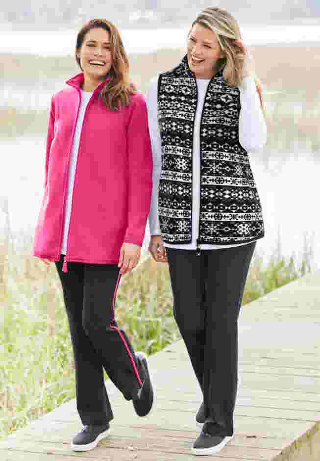 Womens Plus-Size Stretch-Cotton Knit Pull-On Bootcut Side-Stripe Leggings image number 5