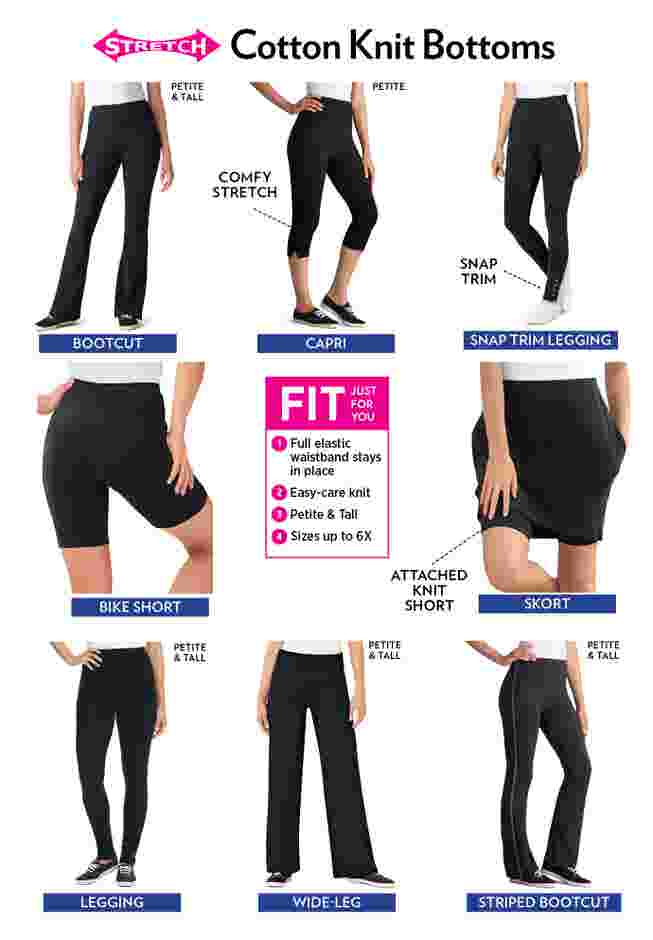Womens Plus-Size Stretch-Cotton Knit Pull-On Bootcut Side-Stripe Leggings image number 3