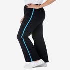 Stretch-Cotton Knit Pull-On Bootcut Side-Stripe Leggings image number null