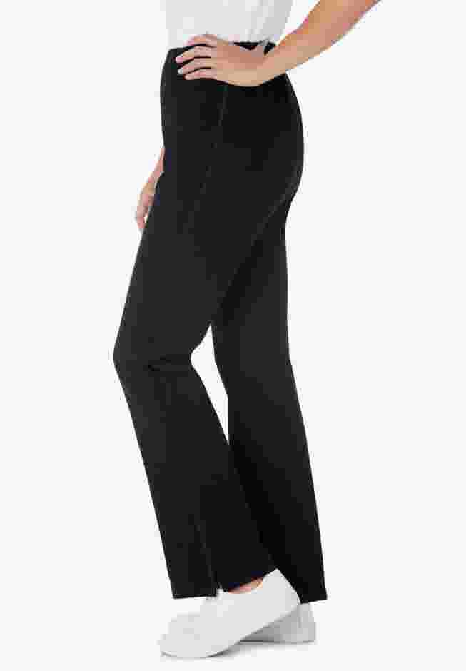 Womens Plus-Size Stretch-Cotton Knit Pull-On Bootcut Side-Stripe Leggings image number 2