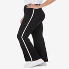 Stretch-Cotton Knit Pull-On Bootcut Side-Stripe Leggings image number null