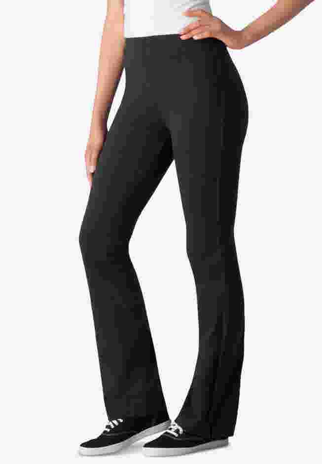 Womens Plus-Size Stretch-Cotton Knit Pull-On Bootcut Side-Stripe Leggings image number 0