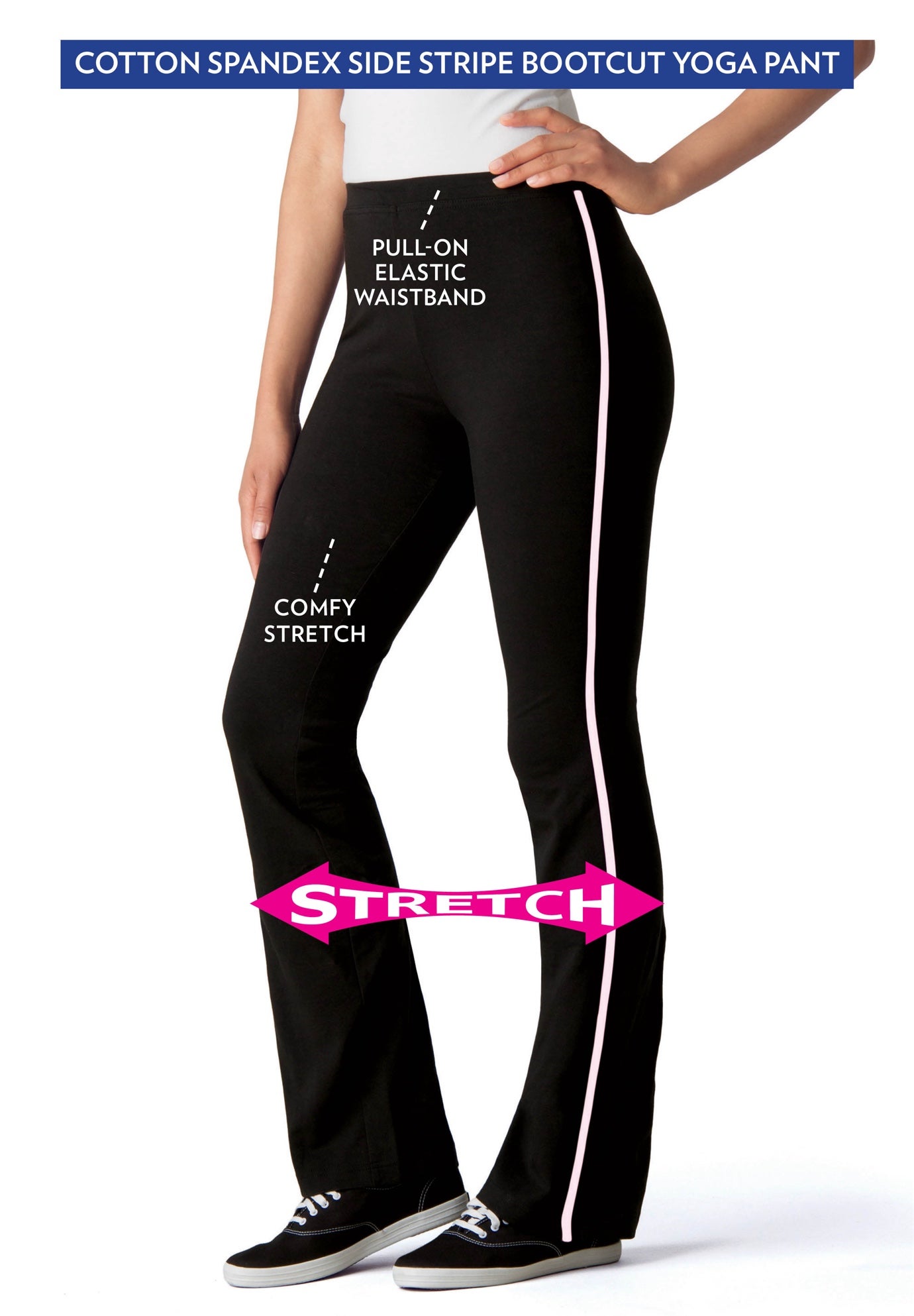 Stretch-Cotton Knit Pull-On Bootcut Side-Stripe Leggings image number 1