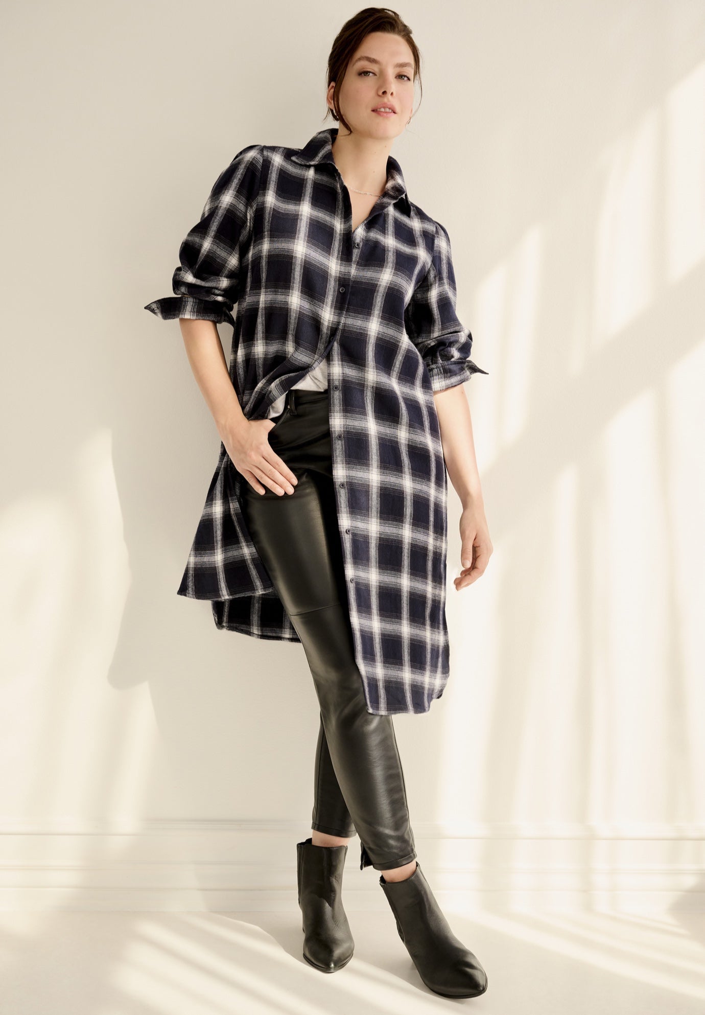 Flannel Button-Front Mega Tunic image number 0