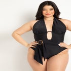 Twist Halter Swimsuit with Underwire Detail image number null