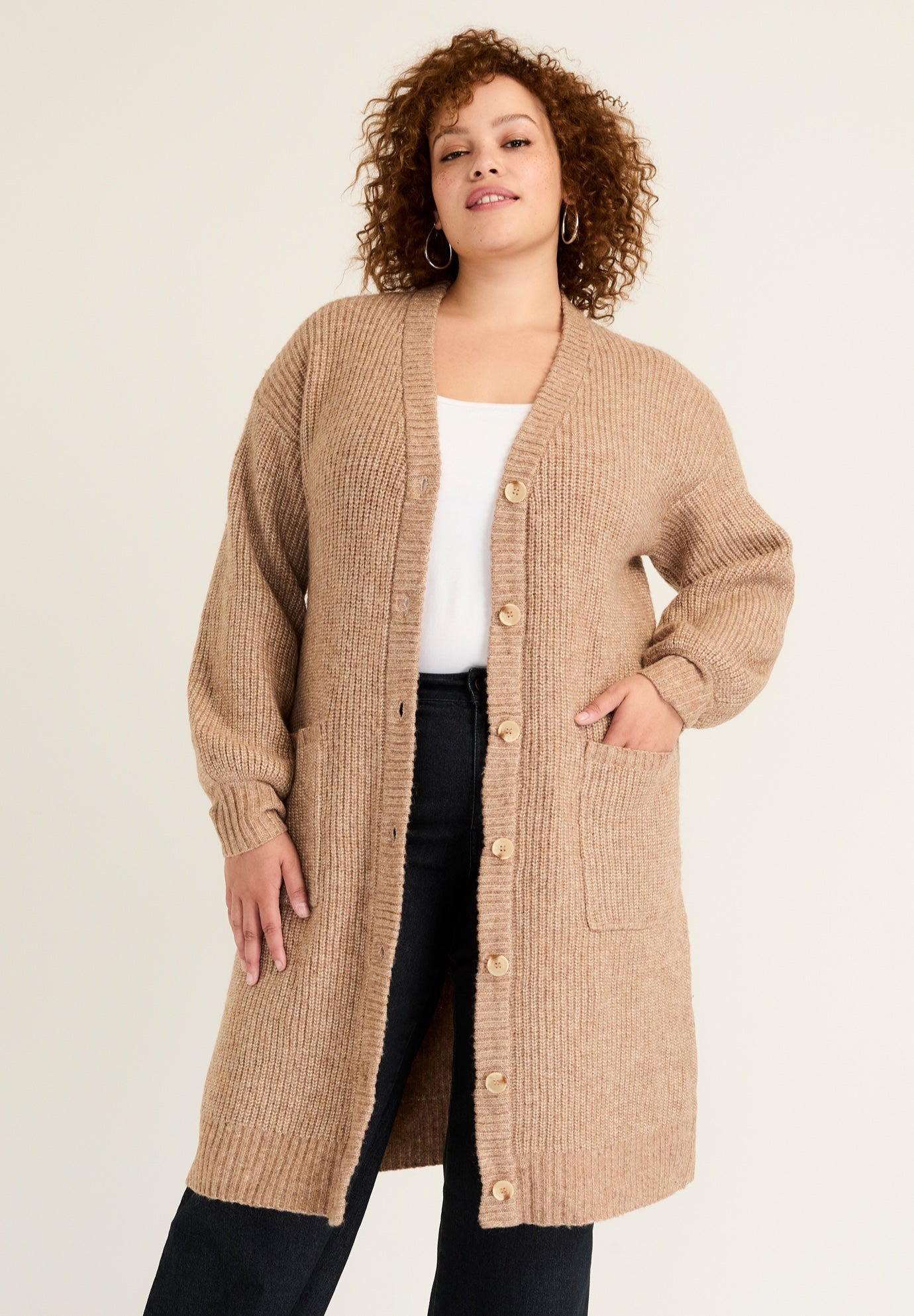 Midi-Length Button-Down Cardigan image number 0