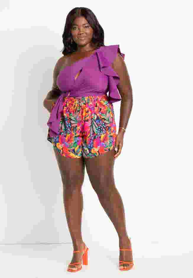 One Shoulder Cascade Ruffle Swimsuit image number 3