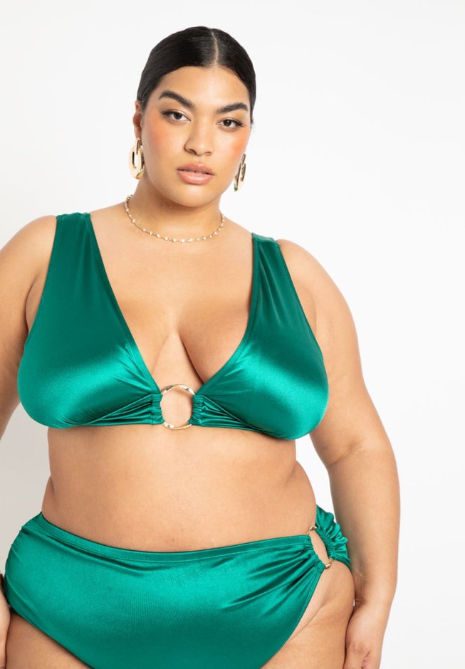 Gabi Fresh Swim x ELOQUII V-Neck Bikini Top with Ring Detail image number null