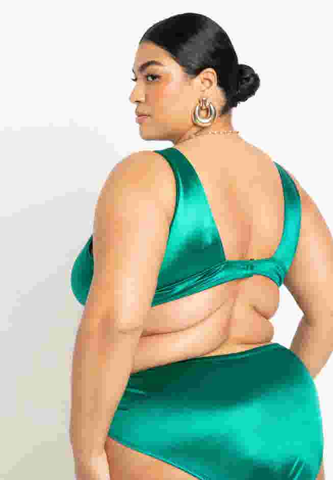 Gabi Fresh Swim x ELOQUII V-Neck Bikini Top with Ring Detail image number 2