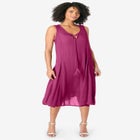 Hand-Crinkled A-Line Dress with Tassel Ties image number null