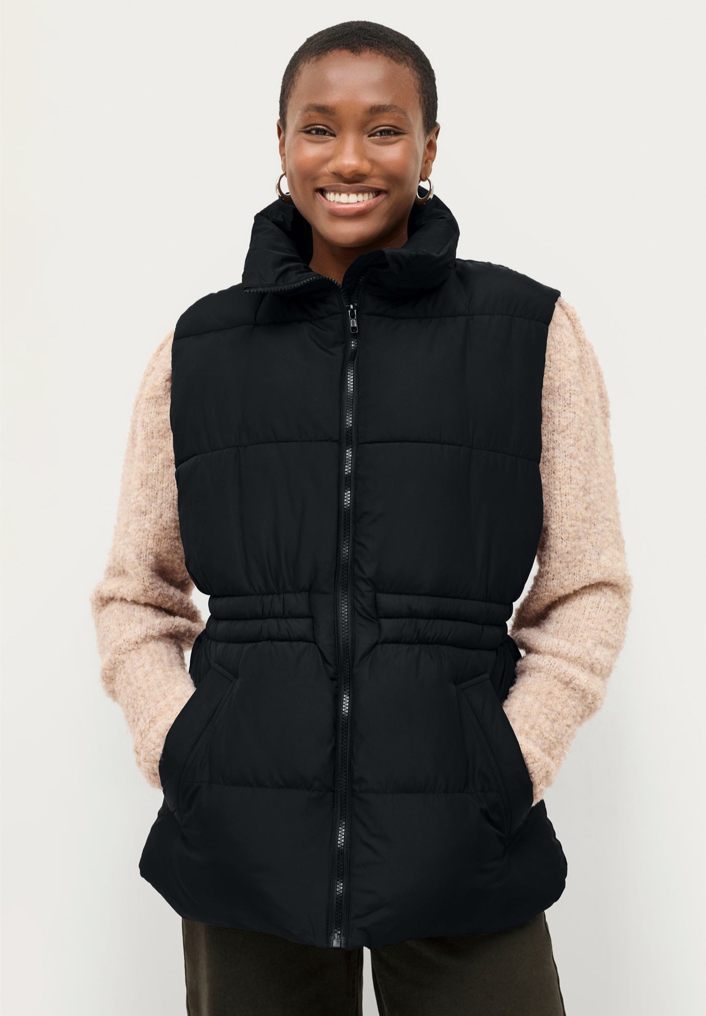 Puffer Vest with Elastic Waist image number 0