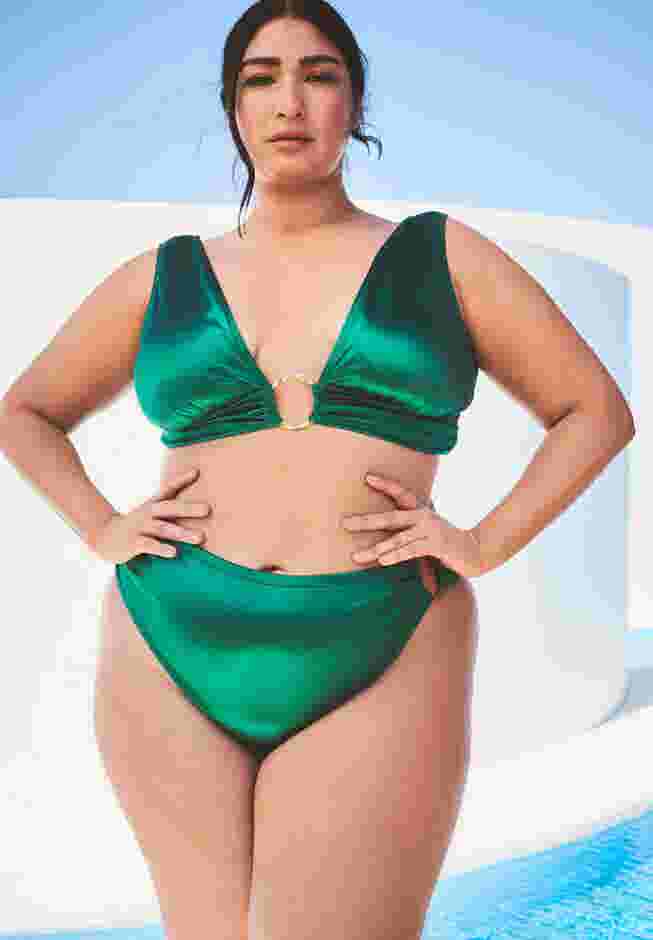 Gabi Fresh Swim x ELOQUII High Waisted Bikini Bottom with Ring Detail image number 0