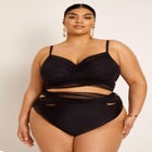 Gabi Fresh Swim x ELOQUII Wrap Detail Mesh High Waisted Bikini Bottom image number null