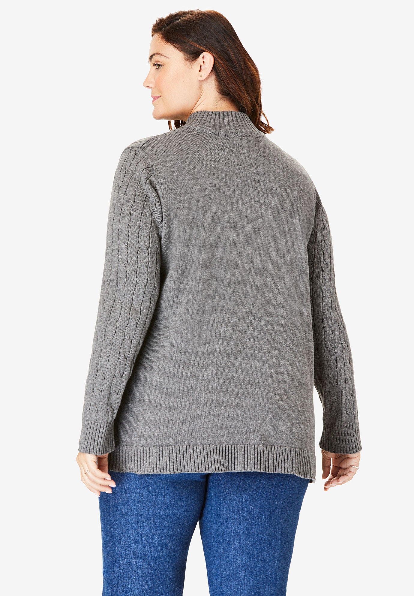 Cable Knit Half-Zip Pullover Sweater image number 1
