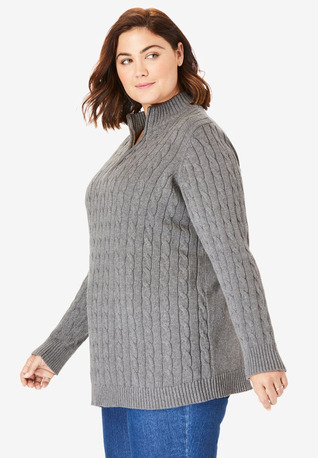 Cable Knit Half-Zip Pullover Sweater image number 2