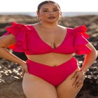 High Waisted Ruched Bikini Bottom image number null