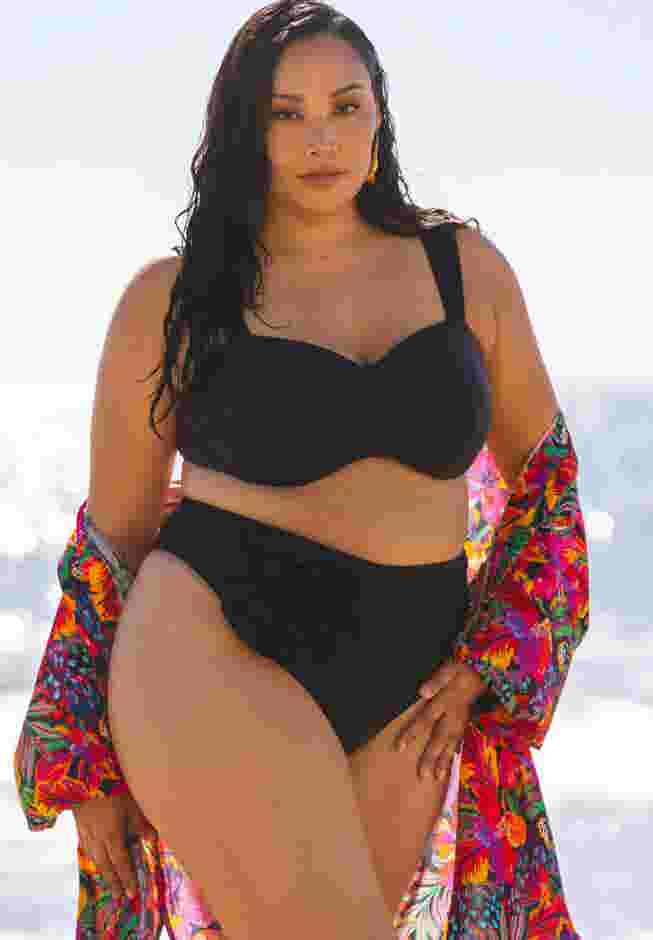 High Waisted Bikini Bottom with Rosette image number 0