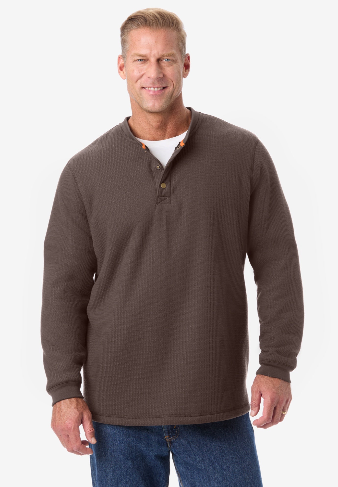 Bonded Sherpa Waffle Henley image number 1