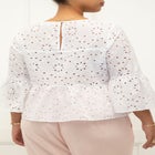 ELOQUII Elements Eyelet Peplum Top image number null