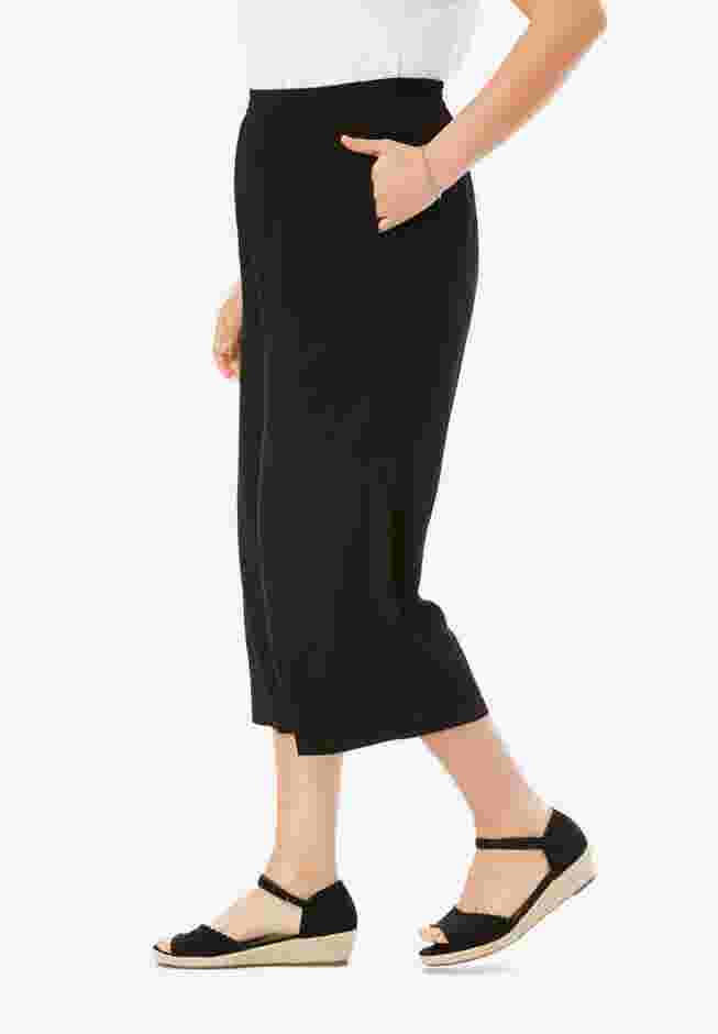 Pull-On Elastic-Waist Soft Capri image number 2