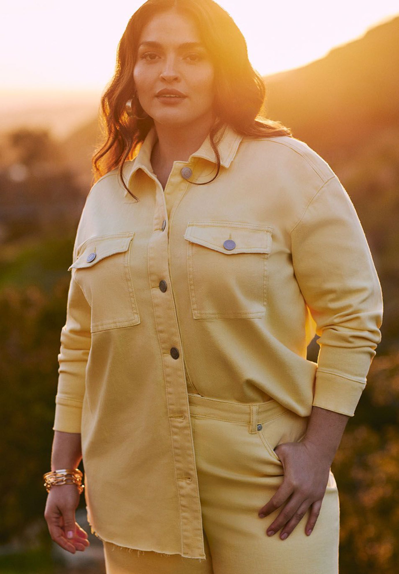 ELOQUII Elements Denim Bermuda With Unfinished Hem image number 3