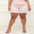 ELOQUII Elements Denim Bermuda With Unfinished Hem image number null