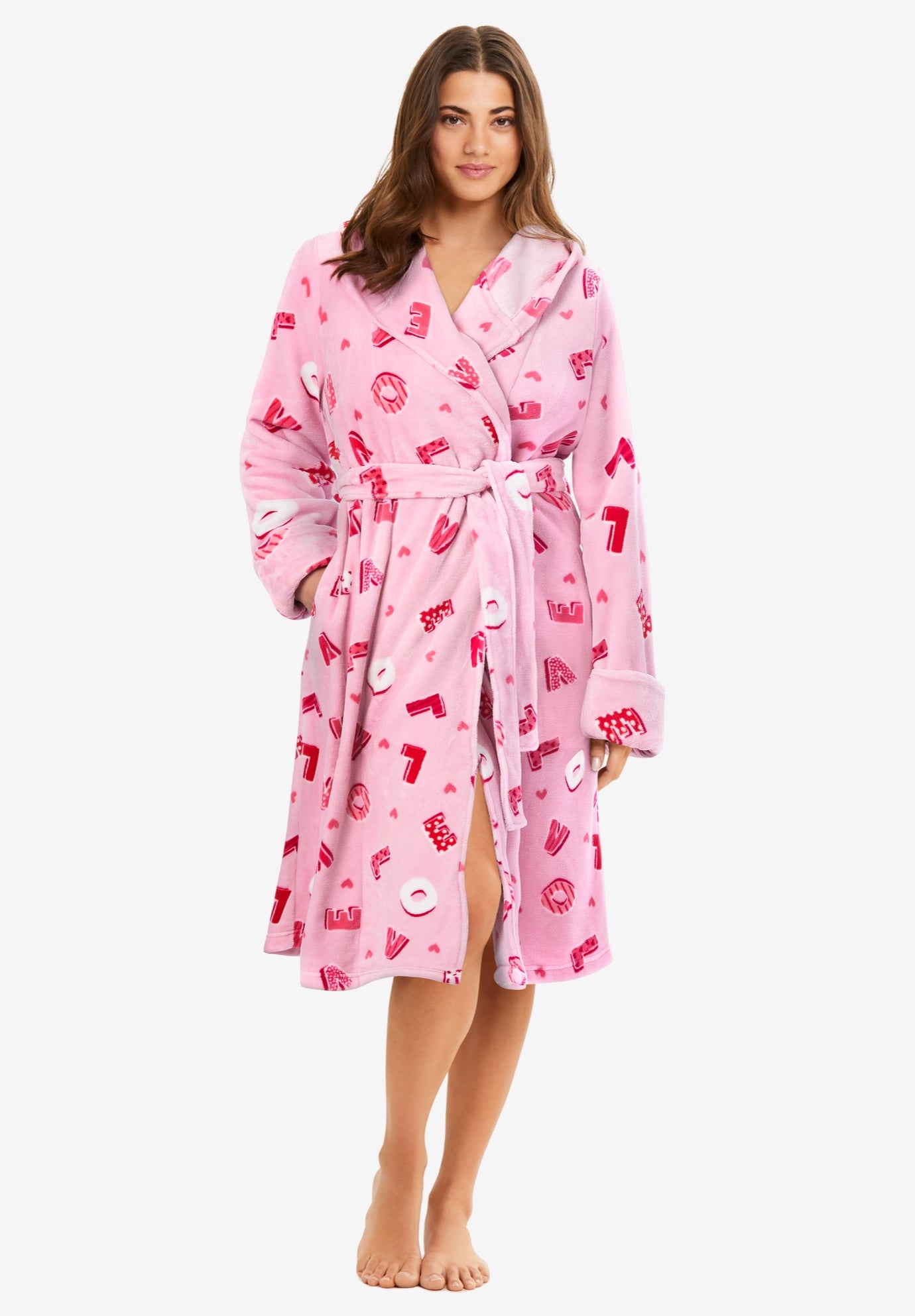 Dreams & Co&reg; Plush Hooded Wrap Robe image number 0