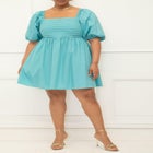 ELOQUII Elements Puff Sleeve Pleated Bodice Dress image number null