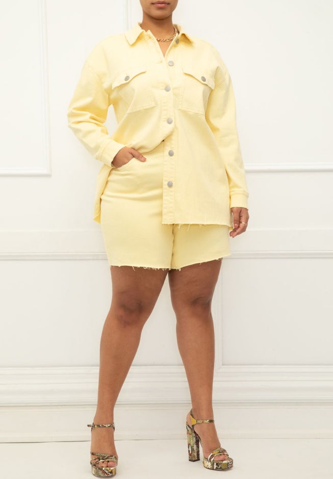 ELOQUII Elements Oversized Shacket With Unfinished Hem image number 4