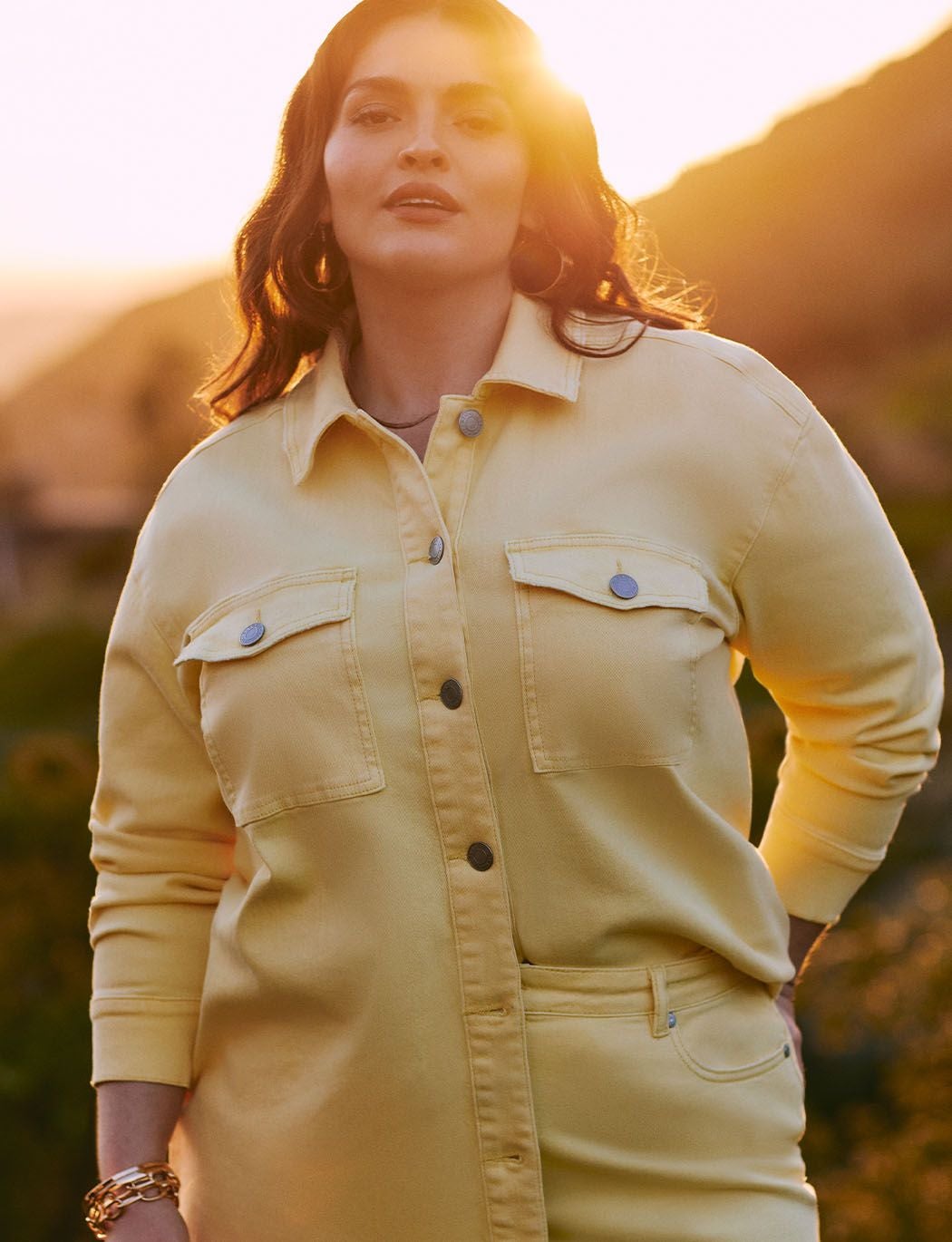 ELOQUII Elements Oversized Shacket With Unfinished Hem image number 3