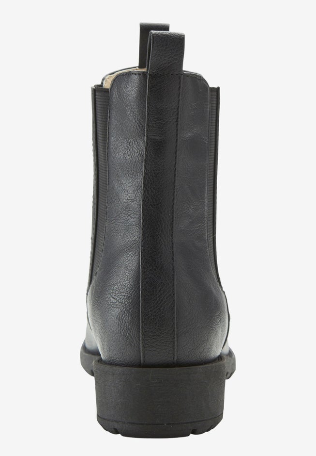 Sherpa Lined Faux Leather Chelsea Bootie image number 1