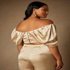 Bridal by ELOQUII Off The Shoulder Draped Bustier Top image number 1