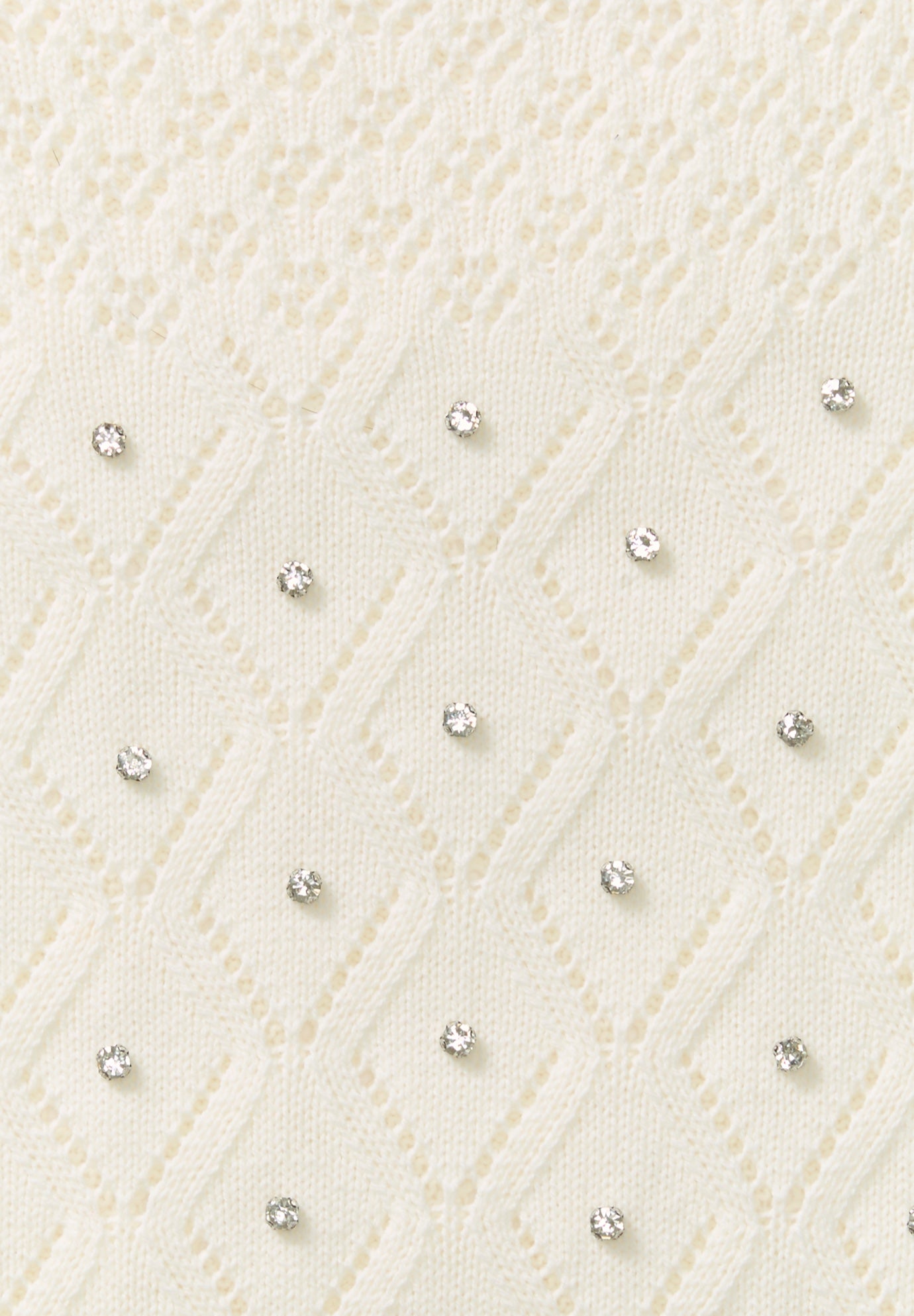 Rhinestone Pointelle Knit Sweater image number 3