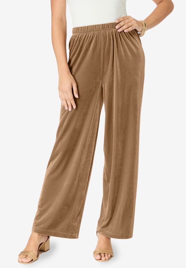 Wide-Leg Velour Pant image number null