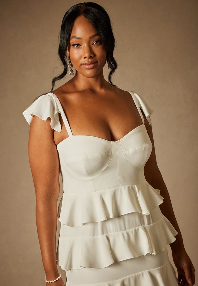 Bridal by ELOQUII Corseted Tiered Dress image number 1