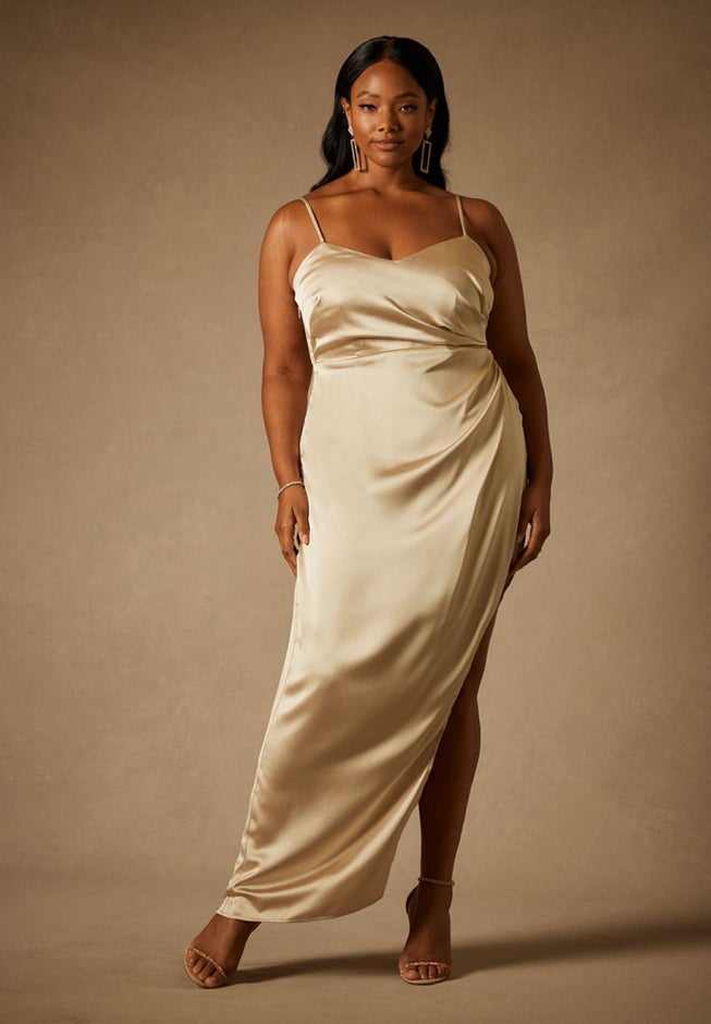 Bridal by ELOQUII High Slit Slip Dress image number null