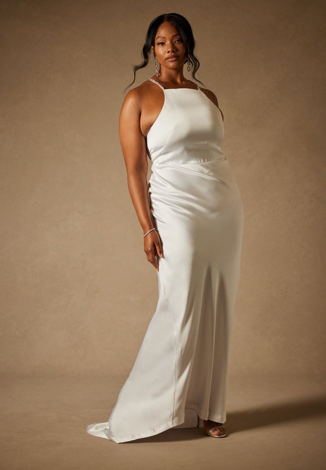 Bridal by ELOQUII Shimmer Strap Gown image number null