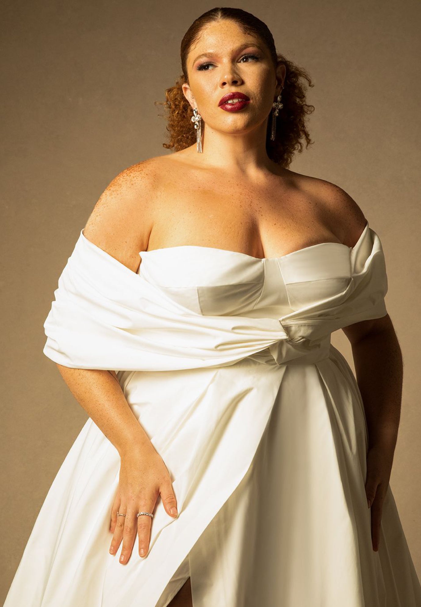 Bridal by ELOQUII Twisted Off The Shoulder Gown image number 1